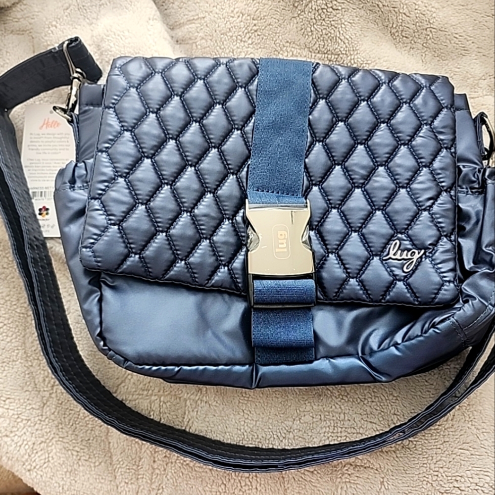 NEW LUG Metallic Indigo Harness Crossbody Bag NWT
